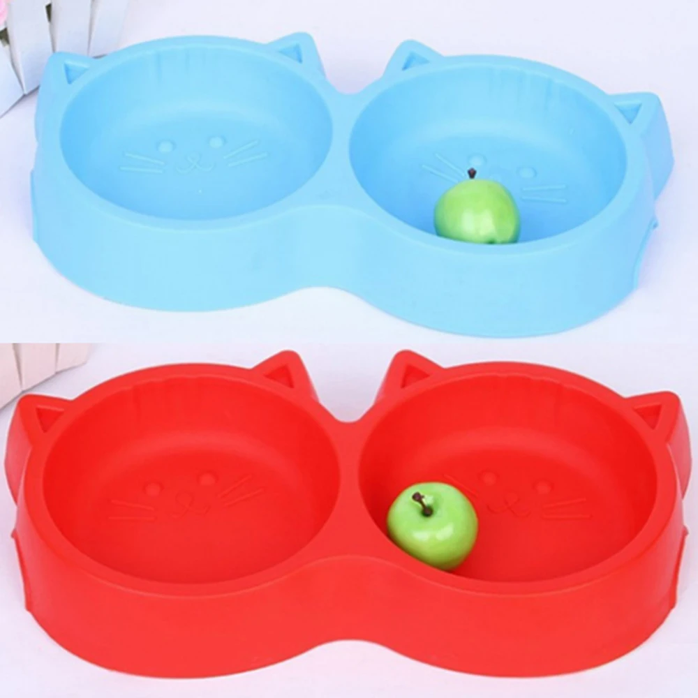 Portable Dog Cat Bowl Pets Puppy Cats Food Supplies Plastic Pet Double