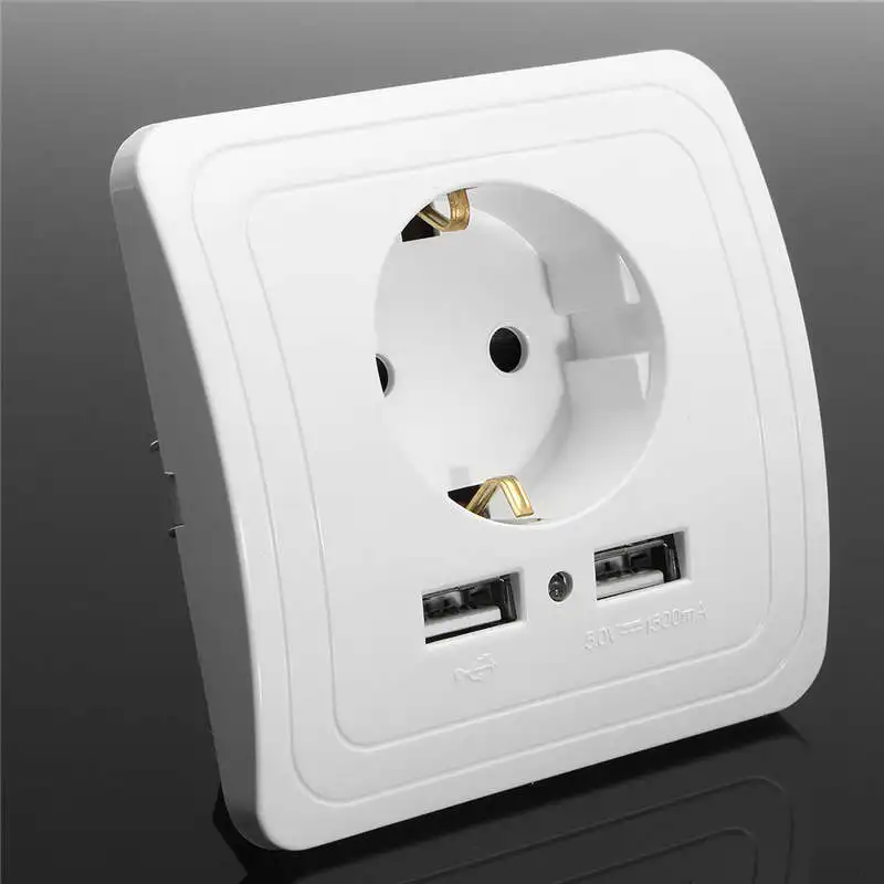

Smart Home 5V 2A Dual USB Port Wall Charger Adapter EU Plug Socket Power Outlet Panel Professional Tool
