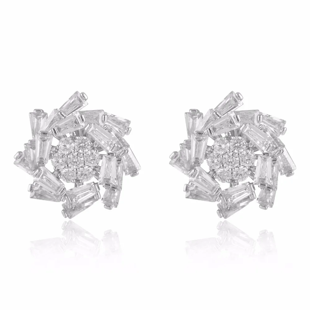 

GrayBirds Copper With Clear AAA Cubic Zirconia Luxury Earrings For Office Lady Romantic Fashion Flower Jewelry XYE003