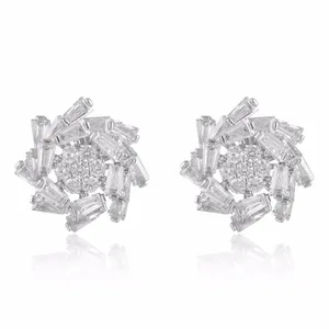 GrayBirds Copper With Clear AAA Cubic Zirconia Luxury Earrings For Office Lady Romantic Fashion Flower Jewelry XYE003