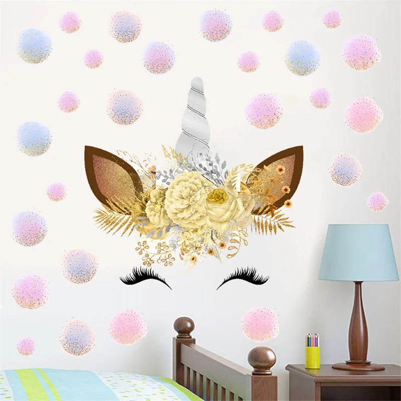 

Colorful Flower Animal Unicorn Wall Sticker 3D Art Decal Sticker Child Room Nursery Wall Decoration