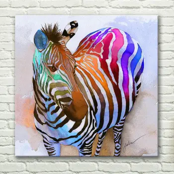 

Handpainted Home Decor Art Colorful Zebra Oil Painting Wall Art on Canvas Home Stickers Animal Pictures