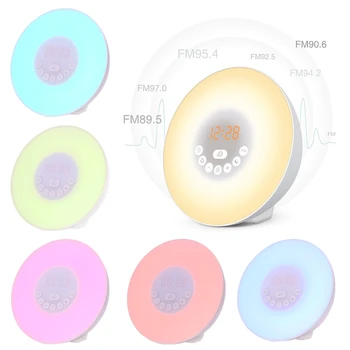 

1PC Sunrise Simulation Digital Alarm Clocks Wake Up Light FM Radio Touch Control US Plug