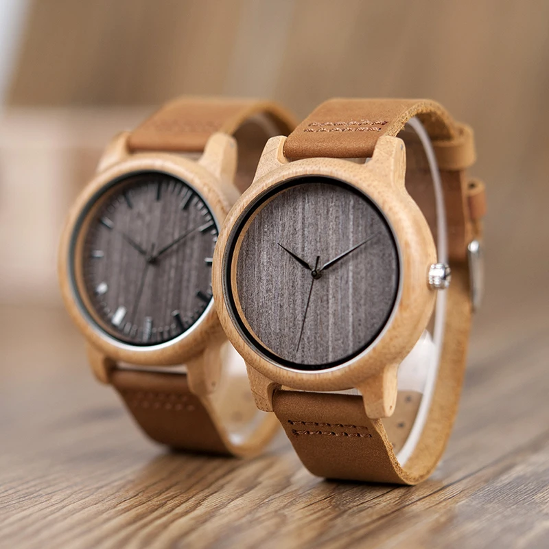 BOBO BIRD WA18L10 Vintage Lightweight Round Bamboo Wood Quartz Watches With Leather Bands for Women Men watches top brand design
