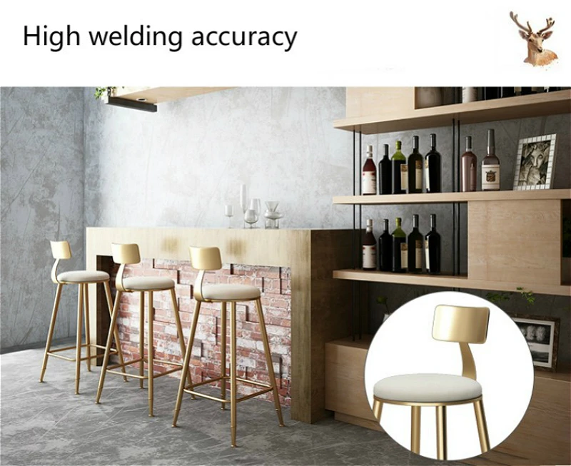 Nordic Style Iron Art Bar Chair Creative Multi-function Commercial High Stool with Backrest and Footrest Safe Coffee Shop Chair Nordic Style Iron Art Bar Chair Creative Multi-function Commercial High Stool with Backrest and Footrest Safe Coffee Shop Chair