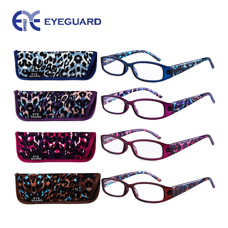 Tanie EYEGUARD okulary do czytania 4 pary jakości wiosna zawias stylowy Leopard zaprojektowany damskie okulary do czytania 4 kolory
