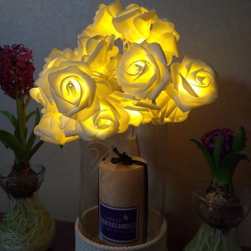 

New 2M 20leds Rose Wedding Battery LED String Light Christmas Events Party Decoration Lights Colorful Holiday Outdoor LED Light