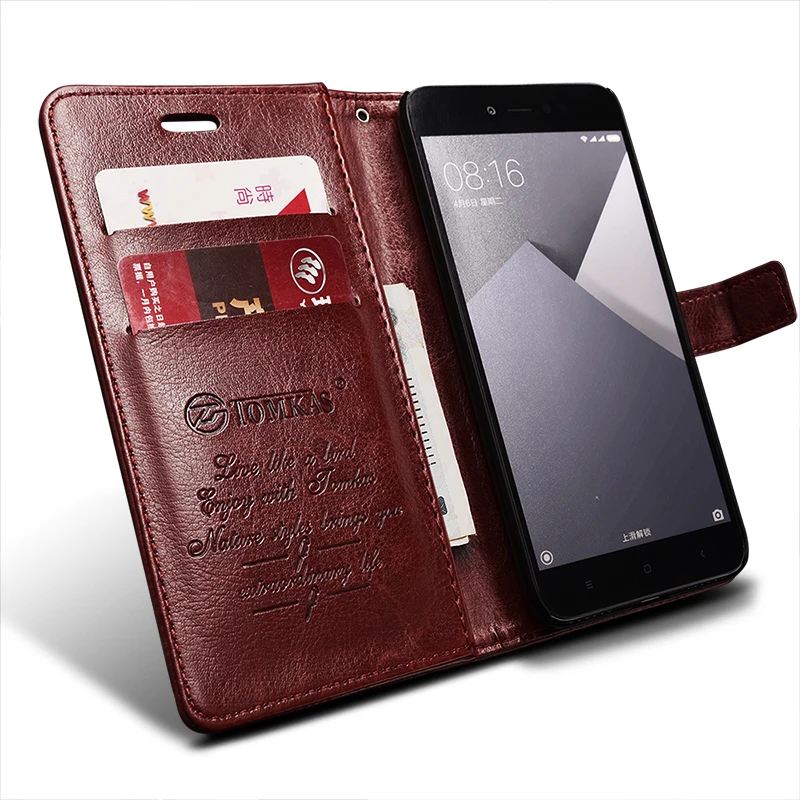 TOMKAS Wallet Case For Xiaomi Redmi Note 5A Case Flip Cover Plain Business Cases For Redmi Note 5A With Kickstand (1)