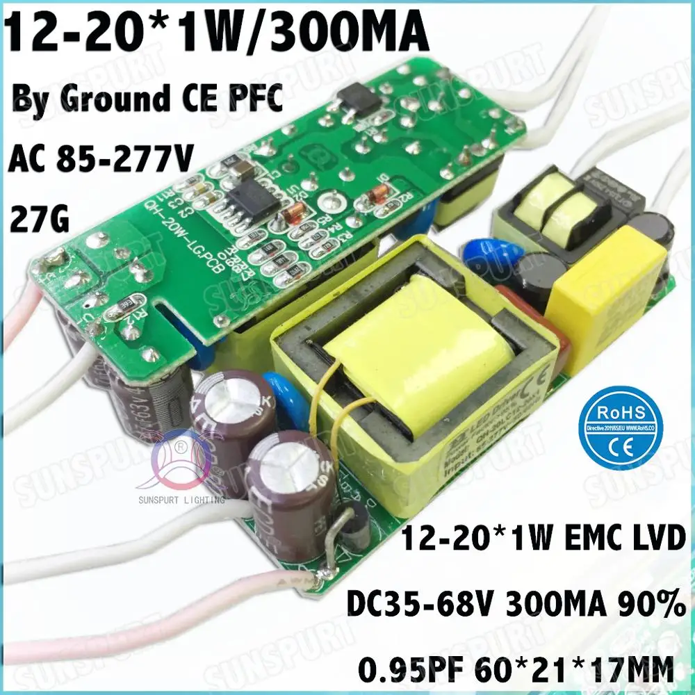 5-20 штук TUV-CE заземление PFC внутри 5-20 Вт AC85-277V светодиодный драйвер 2-20Cx1-3B 300-900mA DC5-68V постоянный ток