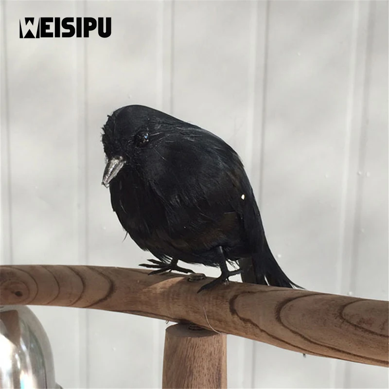 weisipu new arrival 1pcs realistic feathered crows great halloween prop halloween party decorationschina