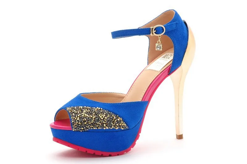 Aliexpress.com : Buy Free Shipping High Heel Shoes Platform Blue Suede ...