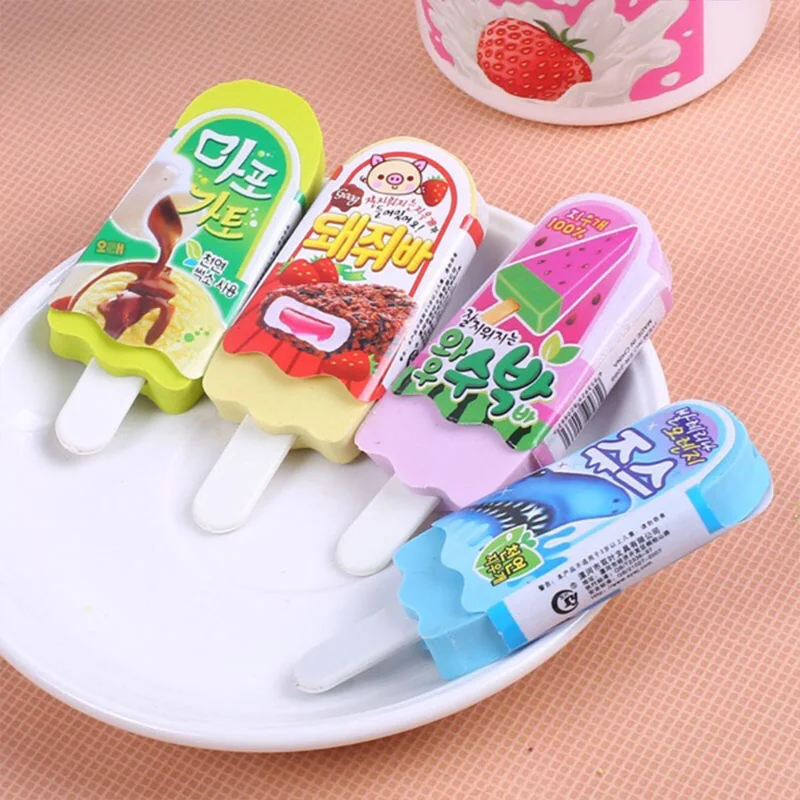

Creative Ice Cream Erasers Cute Cartoon Pencil Rubber Eraser For Kids Studets Prize Office School Supplies Korean Stationery