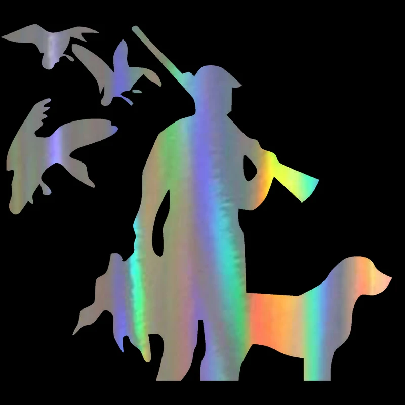Car Sticker 3D 14cm*12.8cm Duck Hunting Dog Fashion Funny Stickers and Decals Vinyl Styling Black Silver | Автомобили и мотоциклы