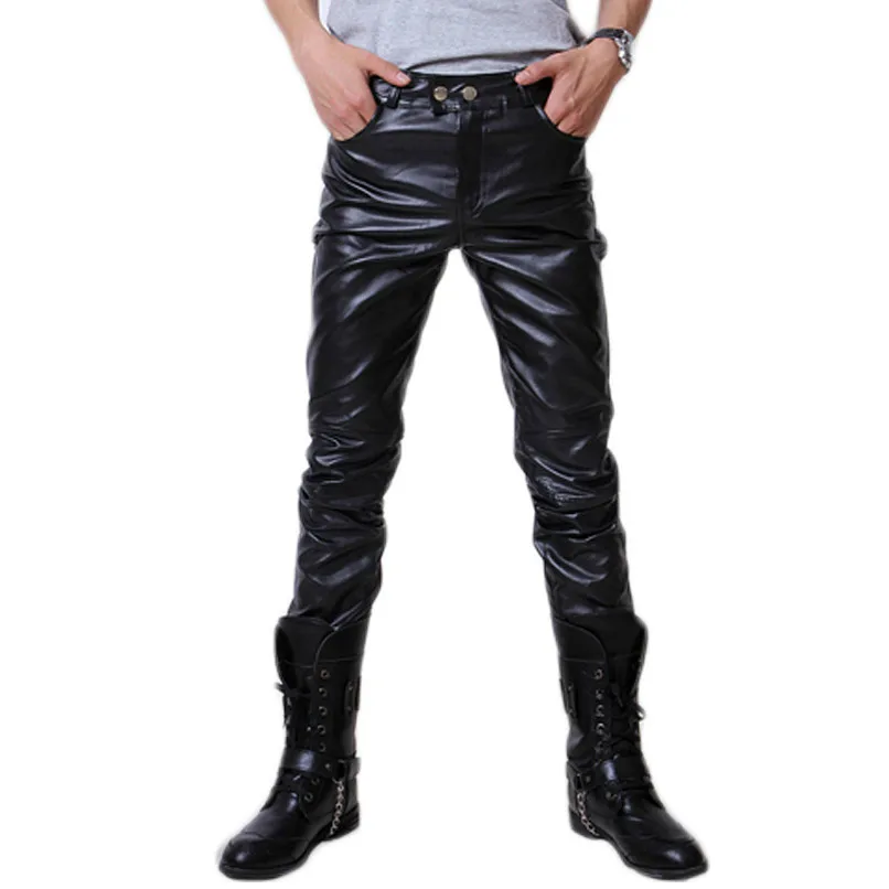 boys black leather pants