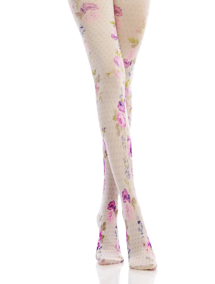 Элегантные розовые носки колготки с цветочным принтом|socks sock|socks printsocks flower |