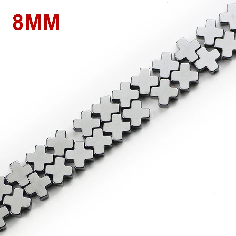 6 8 10mm Black Stone Beads Handmade for Charm Jewelry Making Spacer Loose Beads Cross Black Hematite Jesus Gall Stone Beads