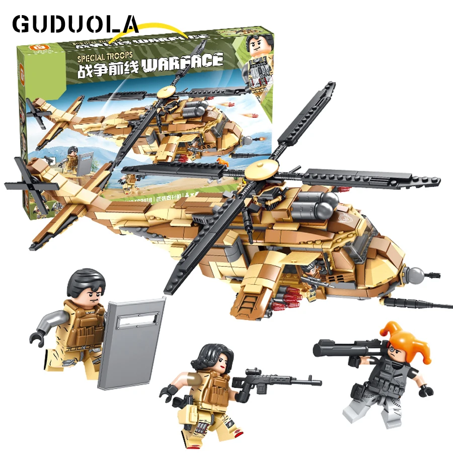 

Guduola Military series Armed Helicopter Building Blocks set brick DIY toys Compatible Legoing city weapon soldiers 713pcs/set