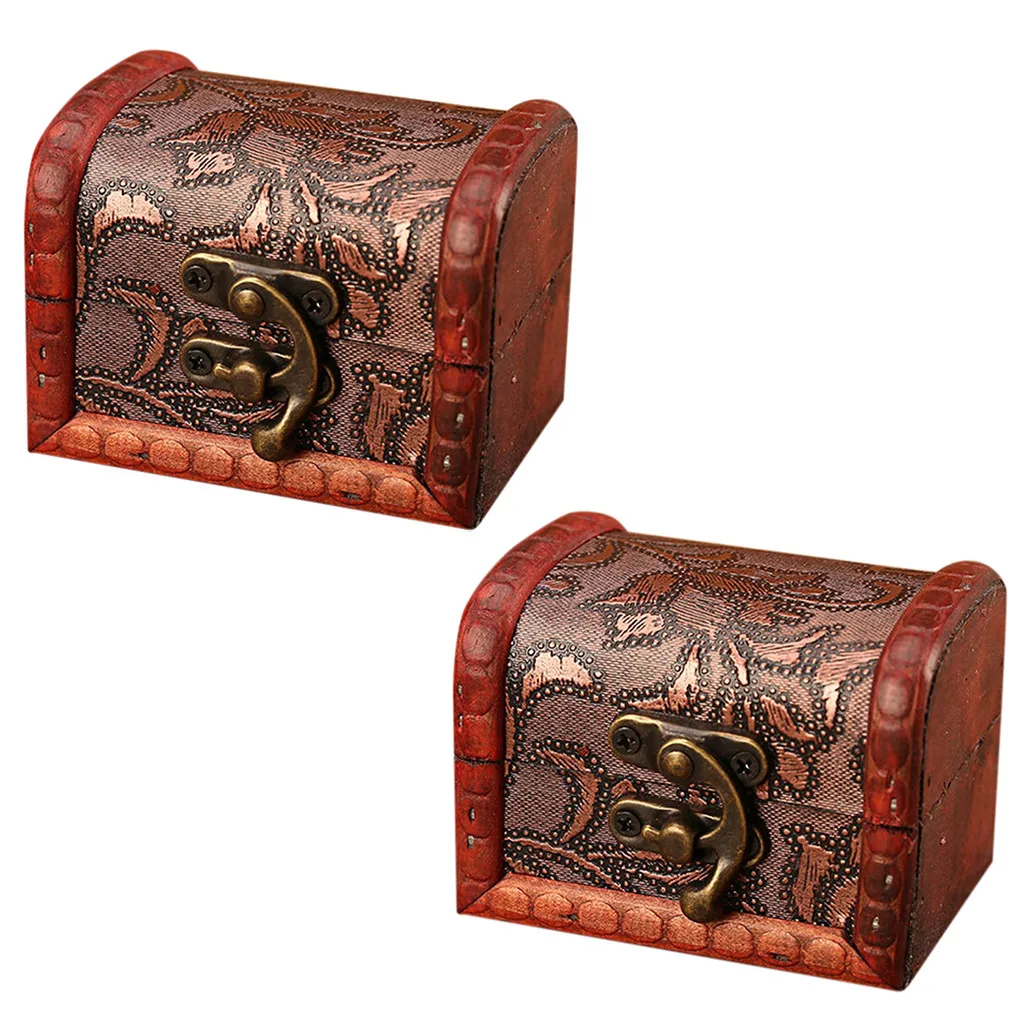 

2pcs Chic Wooden Pirate Jewellery Storage Box Case Holder Vintage Treasure Chest for organizer wooden jewelry storage box NEW