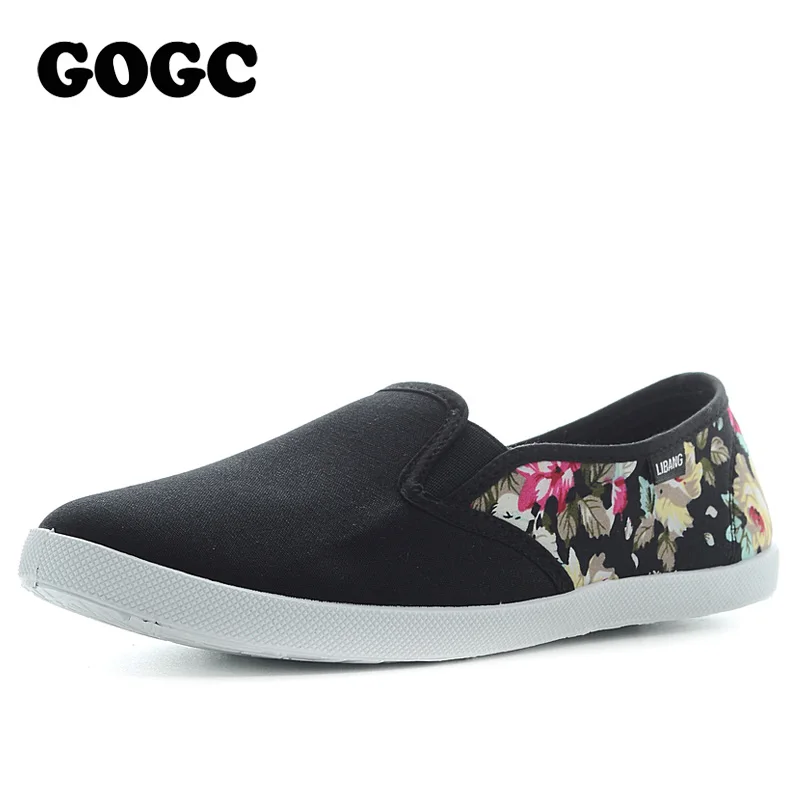 Женские парусиновые туфли с цветочным принтом без застежки|slip on|slip on womenslip women shoes |