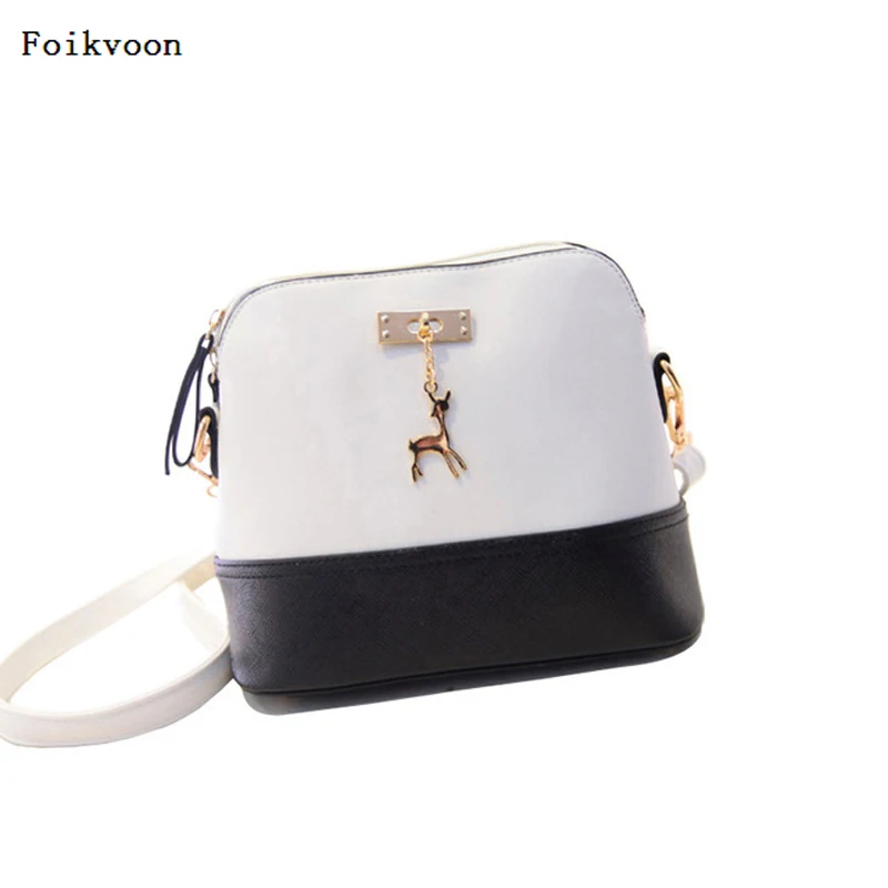 

Foikvoon Woman Handbag Fashion Single-Shoulder Bag Leisure PU Leather Shell package Korean Style Crossbag with Fawn for Girls