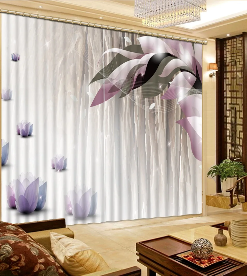 

2016 Fashion 3D Home Decor Beautiful fashion flower lily 3D Window Curtains For Bedding room Home Decoration