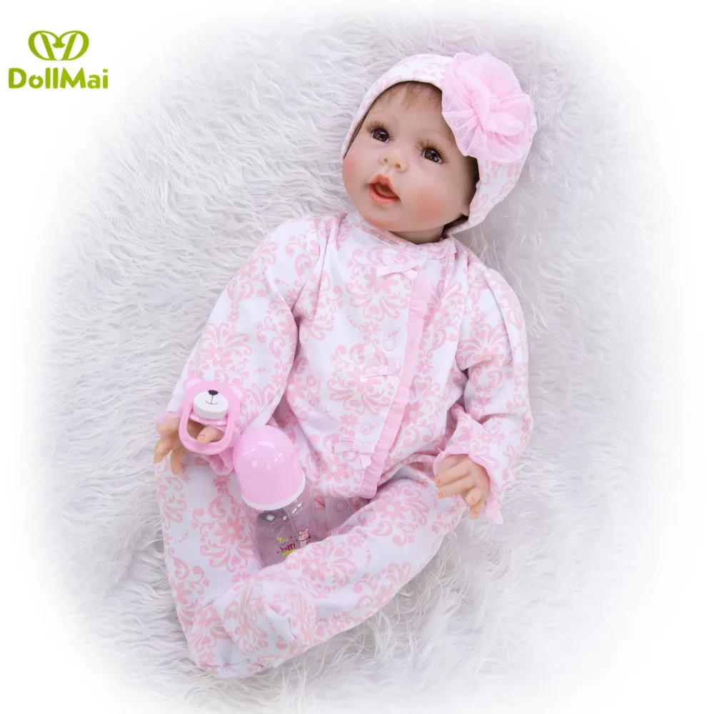 DollMai brand silicone reborn baby doll 22inch bebes reborn girl