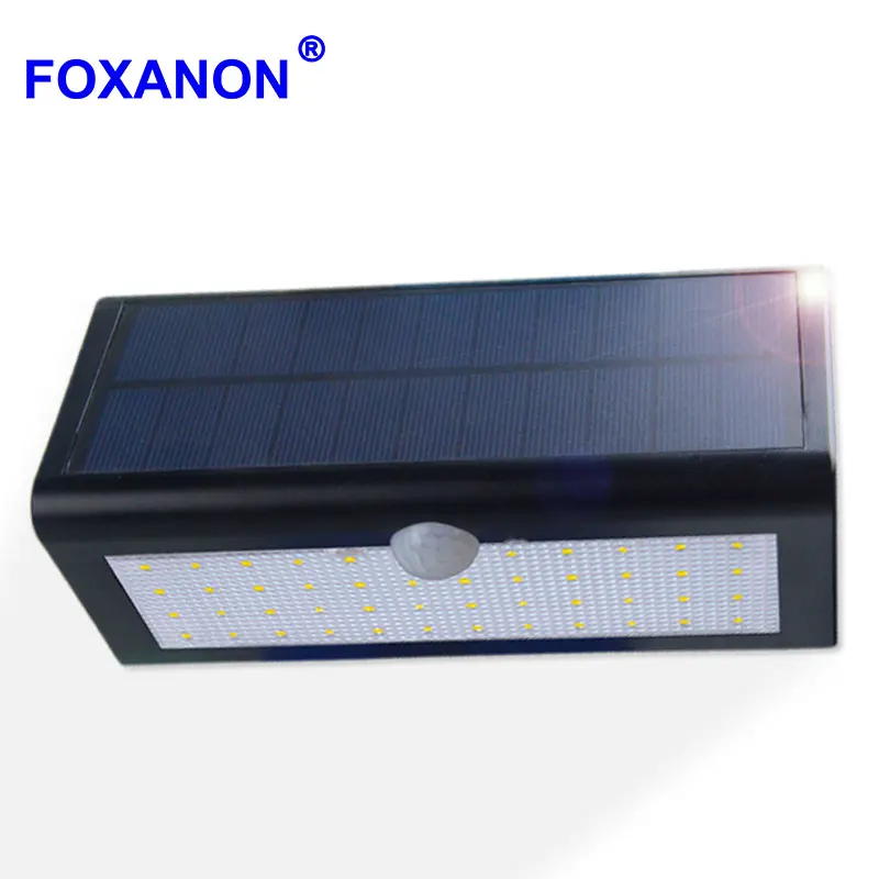 Foxanon солнечный датчик движения водонепроницаемый 46LED 800LM открытый садовый свет PIR датчик движения тропинка настенный светильник 6 Вт 3,2 В