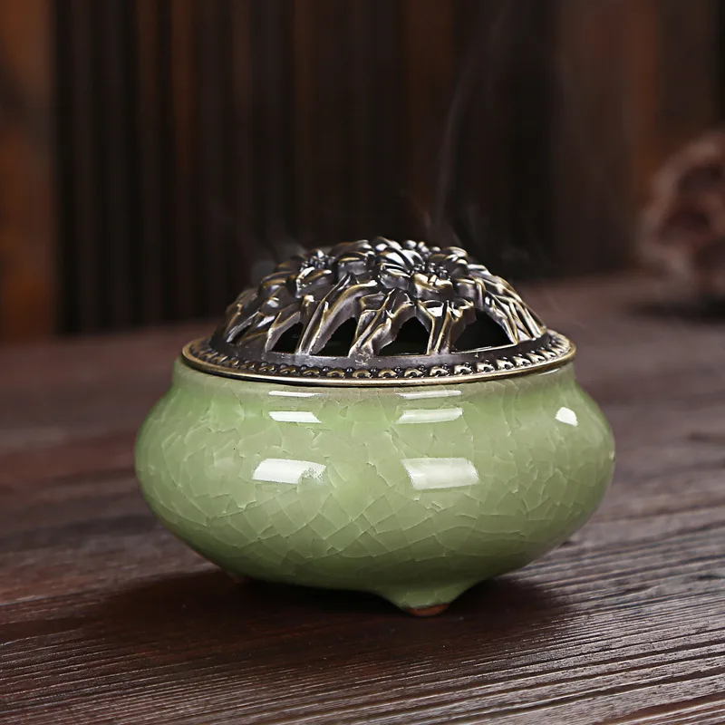 JX-LCLYL красочная фарфоровая буддийская горелка для благовоний керамический конус держатель для благовоний - Цвет: Asakusa Green