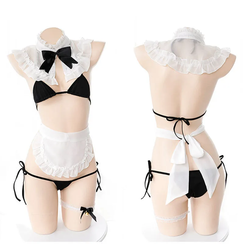 

Cute Sexy French Apron Maid Uniform Lingerie Set Anime Cosplay Costume Servant Role Play Otaku Erotic Girly Mini Bra & Panties