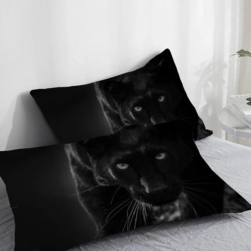 

3D HD Custom Pillow Case,2PCS Pillowcase 50x70/50x75/50x80/70x70,Decorative Pillow Cover Animal Black panther,Bedding Drop ship