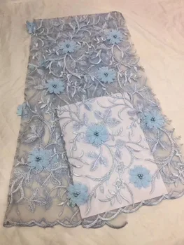 

2019 New Design nigerian lace fabric high quality flower applique embroidery tulle lace 3D african lace fabric for women