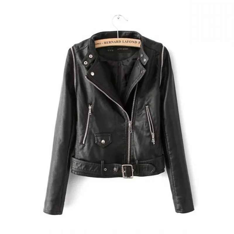 New Leather Jacket Short Sleeves Detachable Motorcycle Jacket Women
