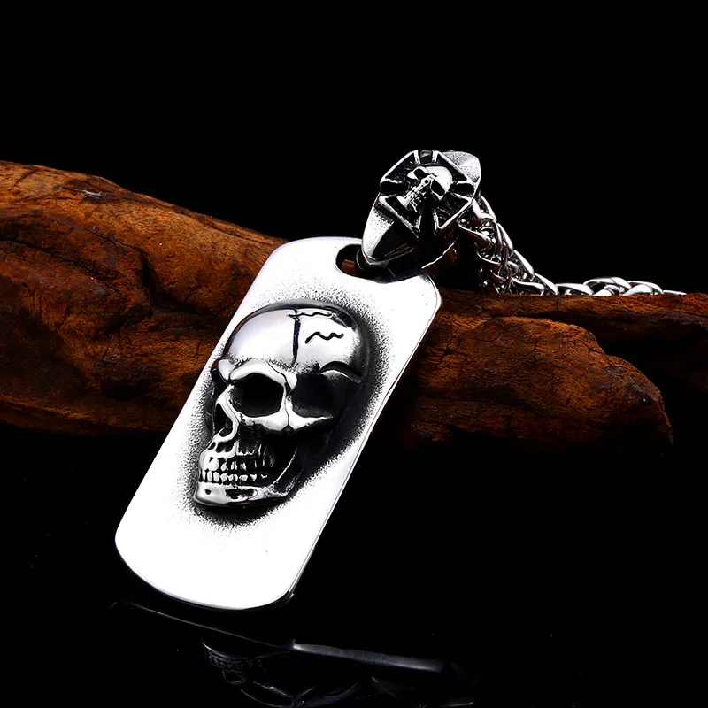 Стальной солдат панк-рок-Череп Кулон ожерелье Модные ювелирные изделия devill Скелет амулет тяжелая цепь ювелирные изделия