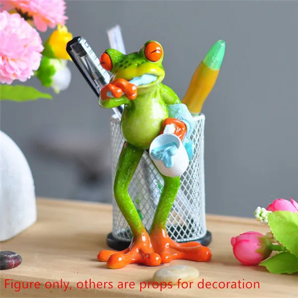 Funny Frog Family Office Styles Resin Toys Figures - 8
