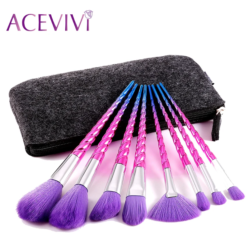 

ACEVIVI 8 PCS Professional Makeup Brush Kit Cosmetic Foundation Powder Brushes Set Eyeliner Brushes Make Up Brushing Kits Bag