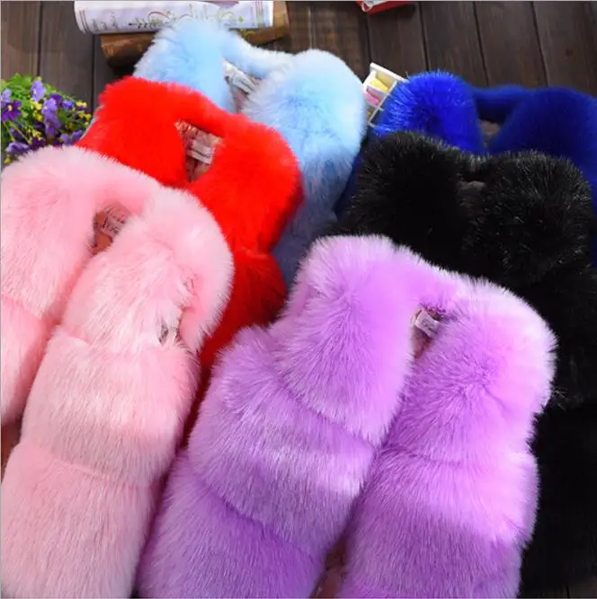 Online Chaleco de piel de bebé para niña, chaleco de piel sintética para bebé Chaleco de prendas de vestir CHALECOS de Color sólido para niñas de otoño 11 colores disponibles