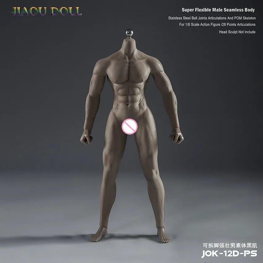 

JIAOUDOLL JOK-12D-PS 1/6 Male Super Strong Flexible Seamless Black Muscular Body with Metal Skeleton for 12" Action Figure DIY
