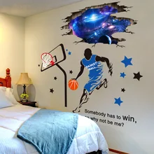 [SHIJUEHEZI] 3D космические настенные наклейки DIY баскетболист настенные наклейки для детской комнаты детская спальня потолочное украшение