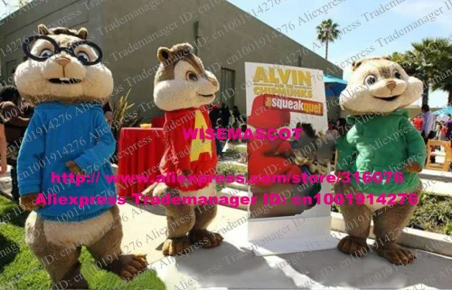 Cute Brown Squirrel Sciuridae Simon Theodore Alvin And The Chipmunks Mascot Costume Small Ears Big Head