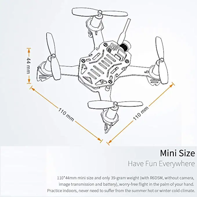 Радиоуправляемый квадрокоптер F110S Micro FPV для гоночного дрона CS360 FC R6DSM для профессионального обучения начинающих(с камерой FPV