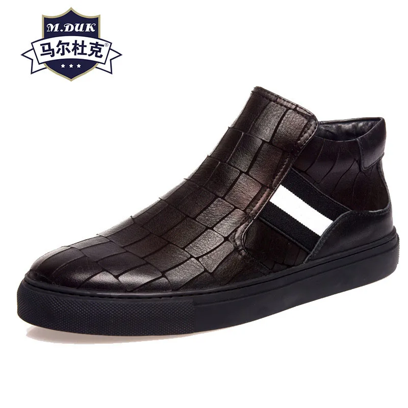 

autumn winter high-top mens casual shoes Genuine Leather all-match cowhide cashmere cowboy boots mens chelsea boots steel toe