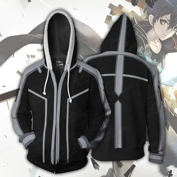 Аниме САО меч искусство онлайн Kirito Kirigaya Kazuto Yuuki Asuna Куртка Косплей Костюм на