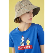 Toyouth женская летняя футболка модные базовые Топы с мультяшным принтом круглый вырез короткий рукав свободные женские хлопковые топы