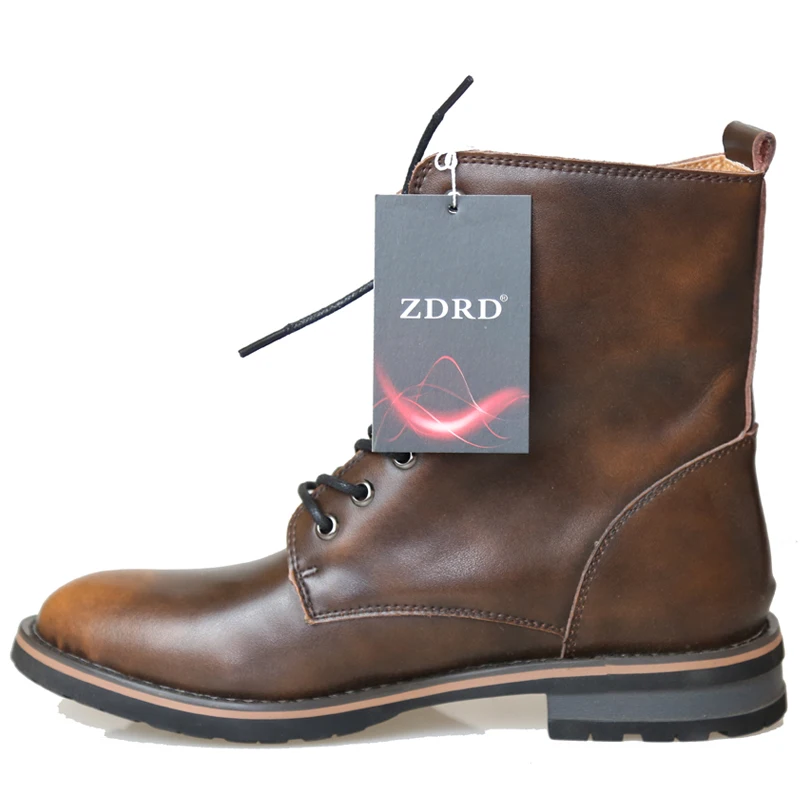 ZDRD/Новинка; модные мужские ботинки martin; Коллекция года; мужские зимние ботинки из натуральной кожи; Повседневная дышащая дизайнерская мужская мотоциклетная обувь на шнуровке