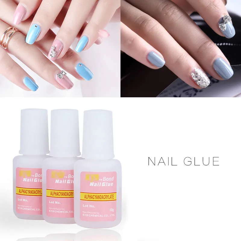 10g Nail Art Glue Tips Glitter UV Acrylic nail tools With Brush Nail