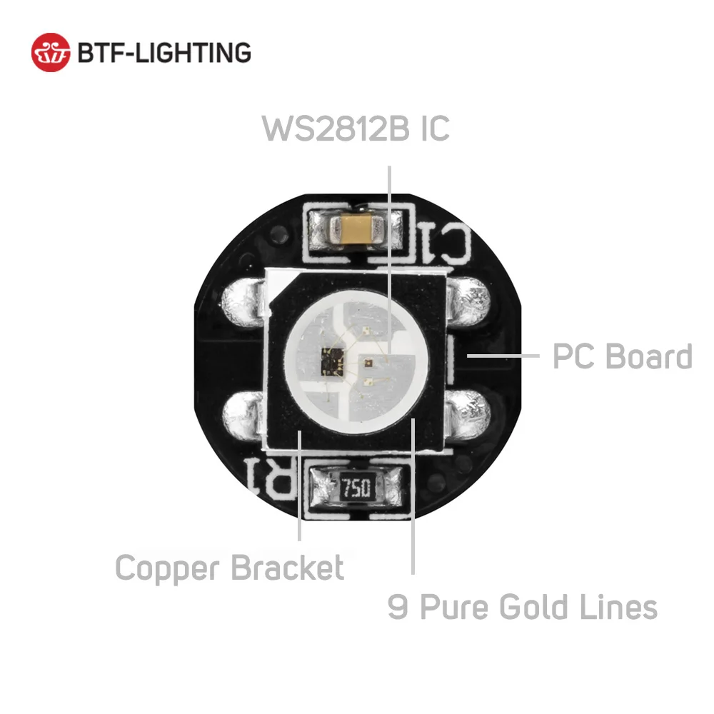 WS2812B светодиодный чип с радиатором доска 10 мм x 3 WS2811 IC WS2813 5050 SMD RGB SK6812 RGBW 100 шт. чёрно