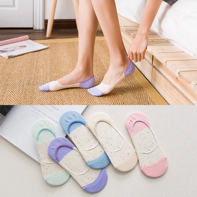 2018 New  Womens Socks Point Style Invisible Socks Women's Short Sock Slippers Summer Thin Non-slip Boat Socks Women