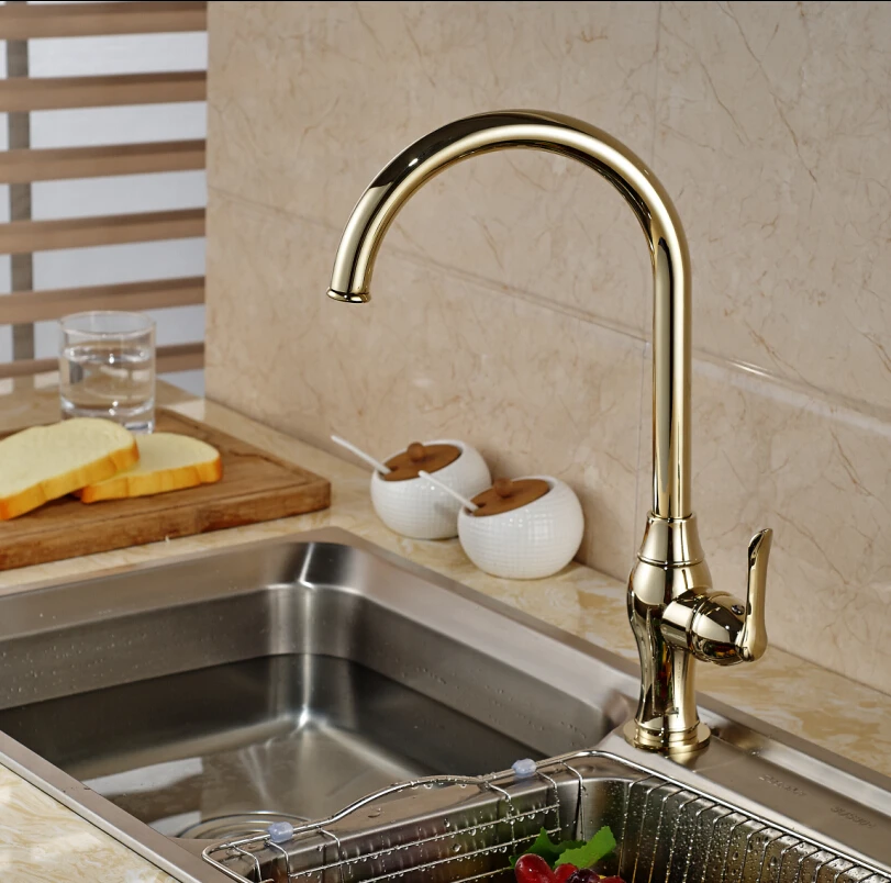 

Luxury Golden Heighten Base Deck Mounted Kitchen Faucet Sink Mixer Tap Single Handle