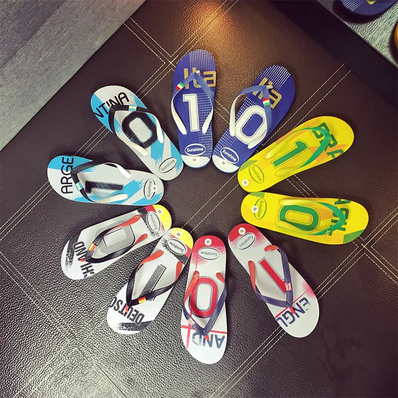 

Men Sandals 2016 New Summer Flip Flops Men Outdoor Casual Simple And Cozy Non-Slip Beach Slippers National Flag Design Shengfeng