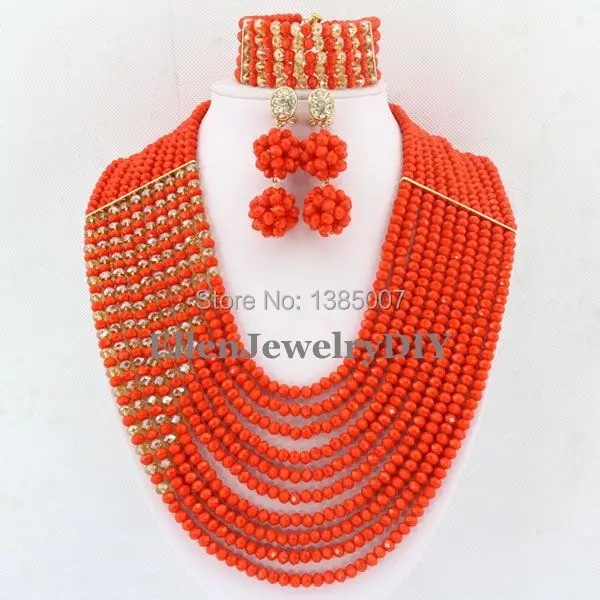 Free Shipping Fashion Bridal Crystal Jewelry Set African Handmade Beads Necklace Bracelet Earrings For Women WS3840 | Украшения и